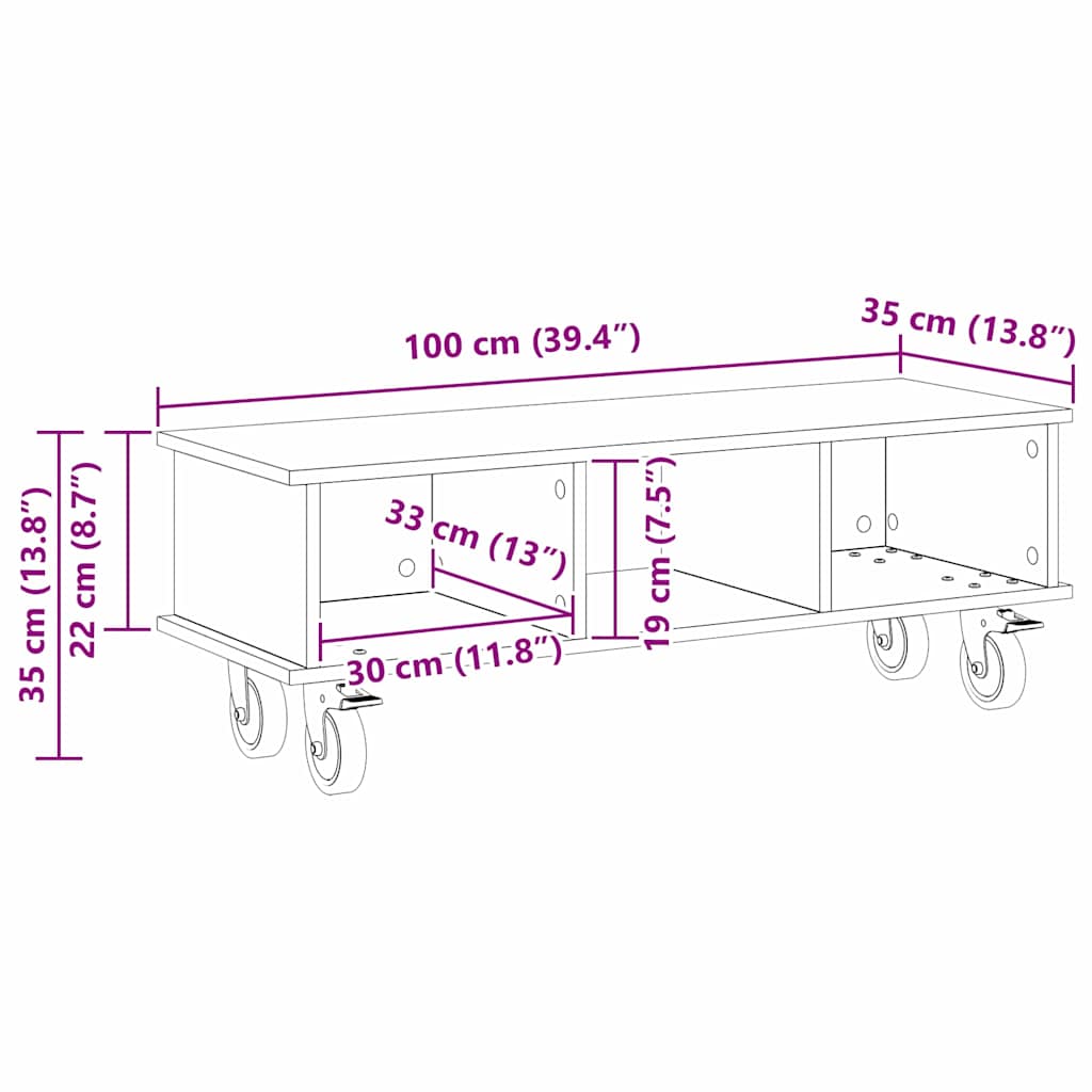 vidaXL TV Stand 100 x 35 x 35 cm Sonoma Oak Engineered Wood