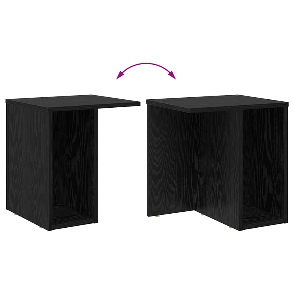 vidaXL End Table 2 pcs Black Oak 37 x 32 x 40 cm Engineered Wood