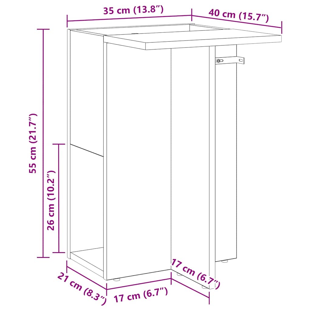 vidaXL End Table White 35 x 40 x 55 cm Engineered Wood