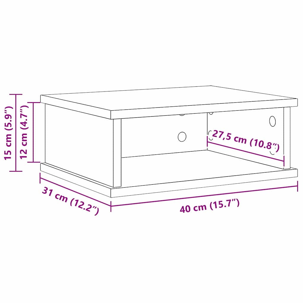 vidaXL Bedside Table Sonoma Oak 40 x 31 x 15 cm Engineered Wood