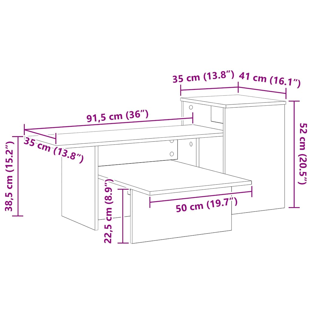 vidaXL Console Table Artisan Oak 91.5 x 35 x 38.5 cm Engineered Wood