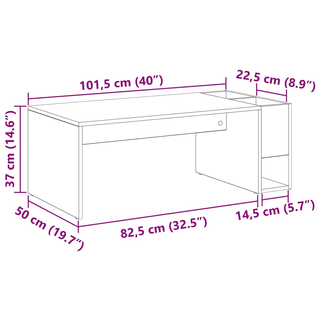 vidaXL Coffee Table Sonoma Oak 101.5 x 50 x 37 cm Engineered Wood