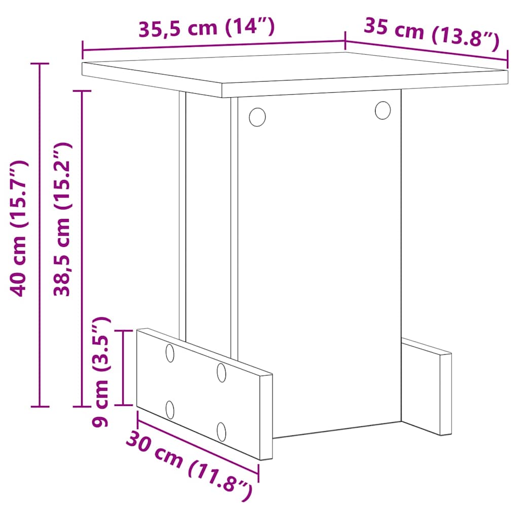 vidaXL End Table Black Oak 35.5 x 35 x 40 cm Engineered Wood