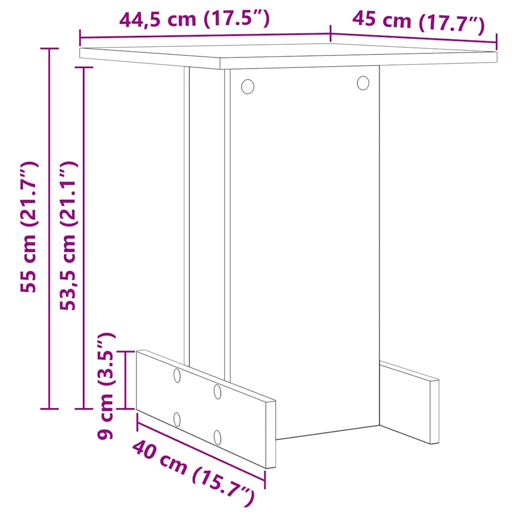 vidaXL End Table White 44.5 x 45 x 55 cm Engineered Wood