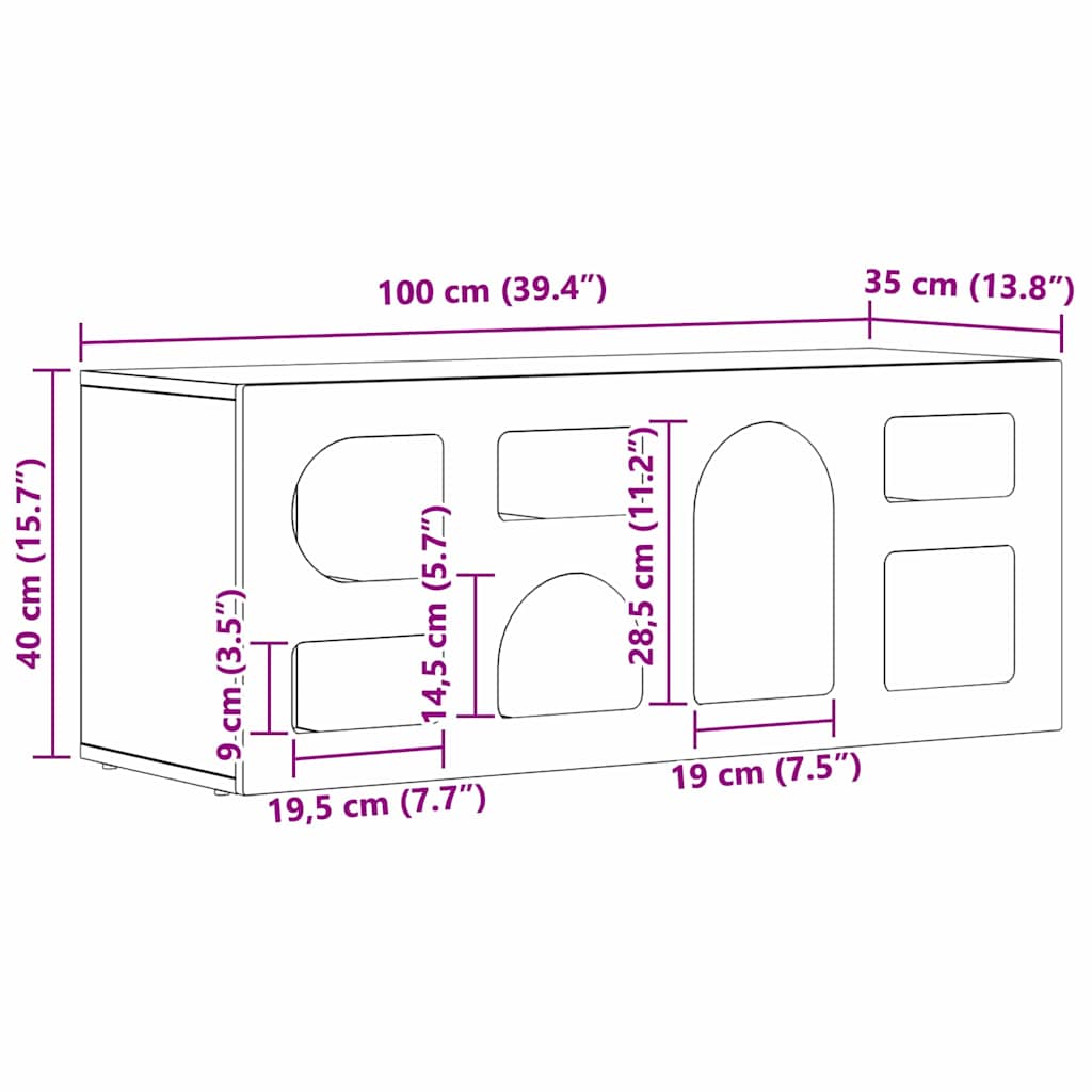 vidaXL TV Cabinet ELST 100 x 35 x 40 cm White Engineered Wood