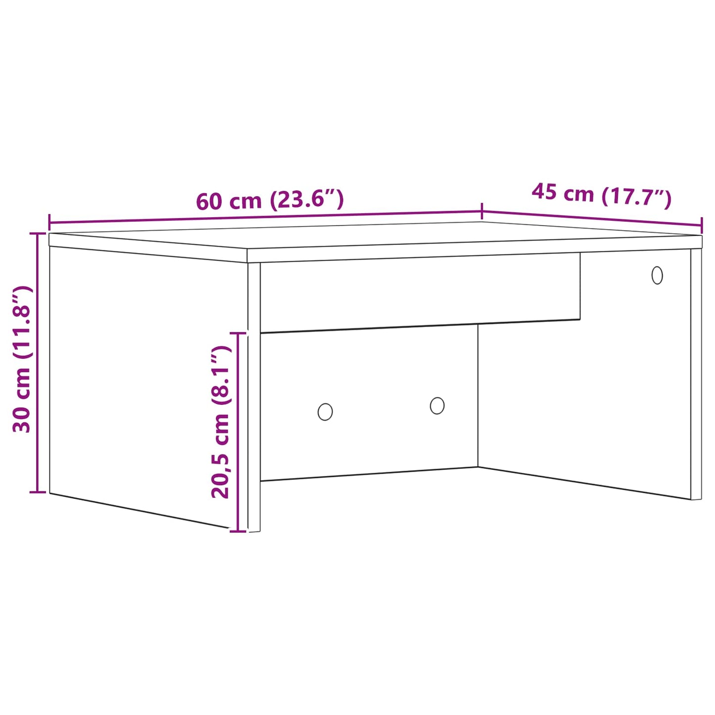 vidaXL Wall-Mounted Desk Grey Sonoma Engineered Wood 60 x 45 x 30 cm