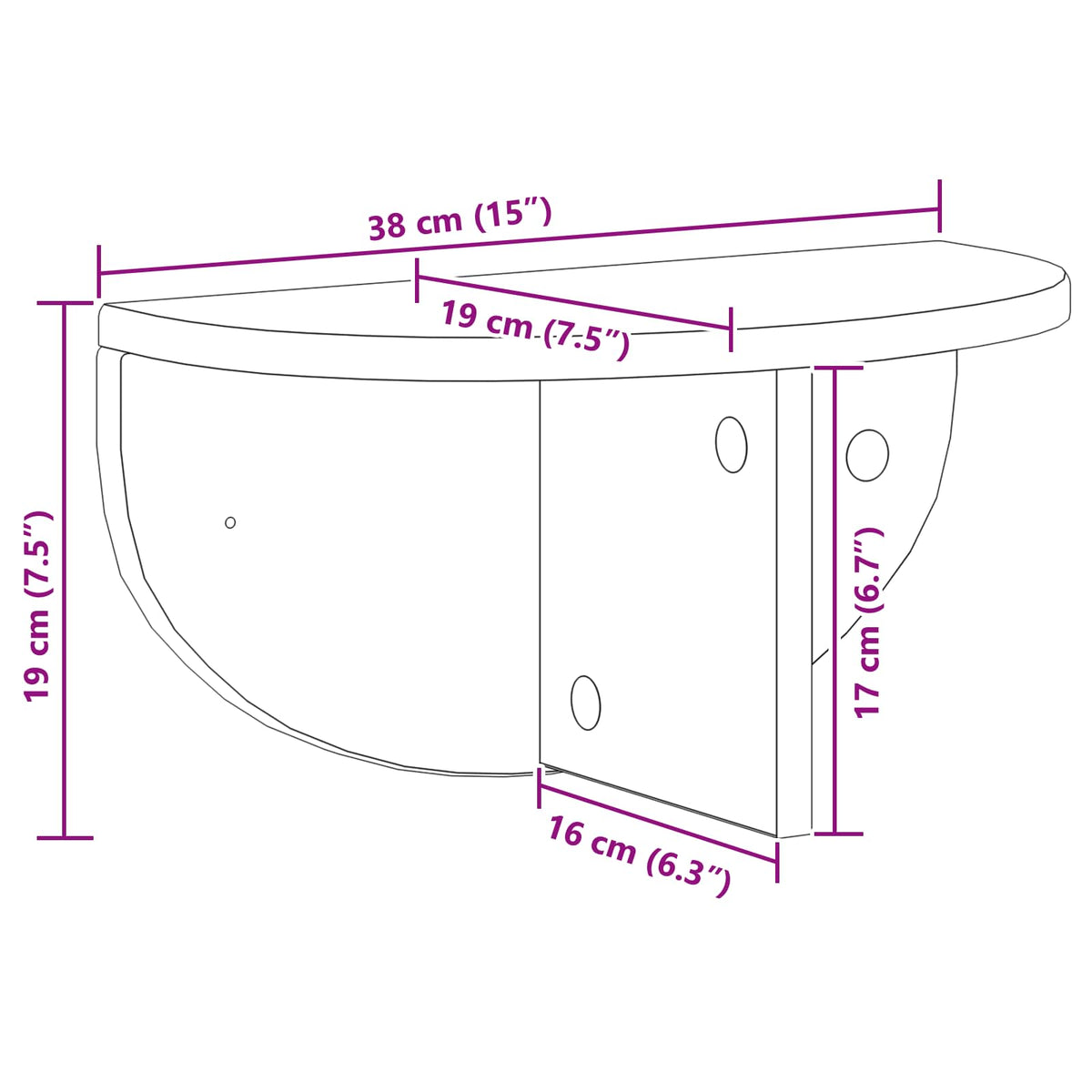 vidaXL Wall Shelf Wall-Mounted Concrete Grey 38 x 19 x 19 cm
