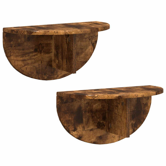vidaXL Wall Shelf 2 pcs Smoked Oak 48 x 24 x 24 cm Engineered Wood