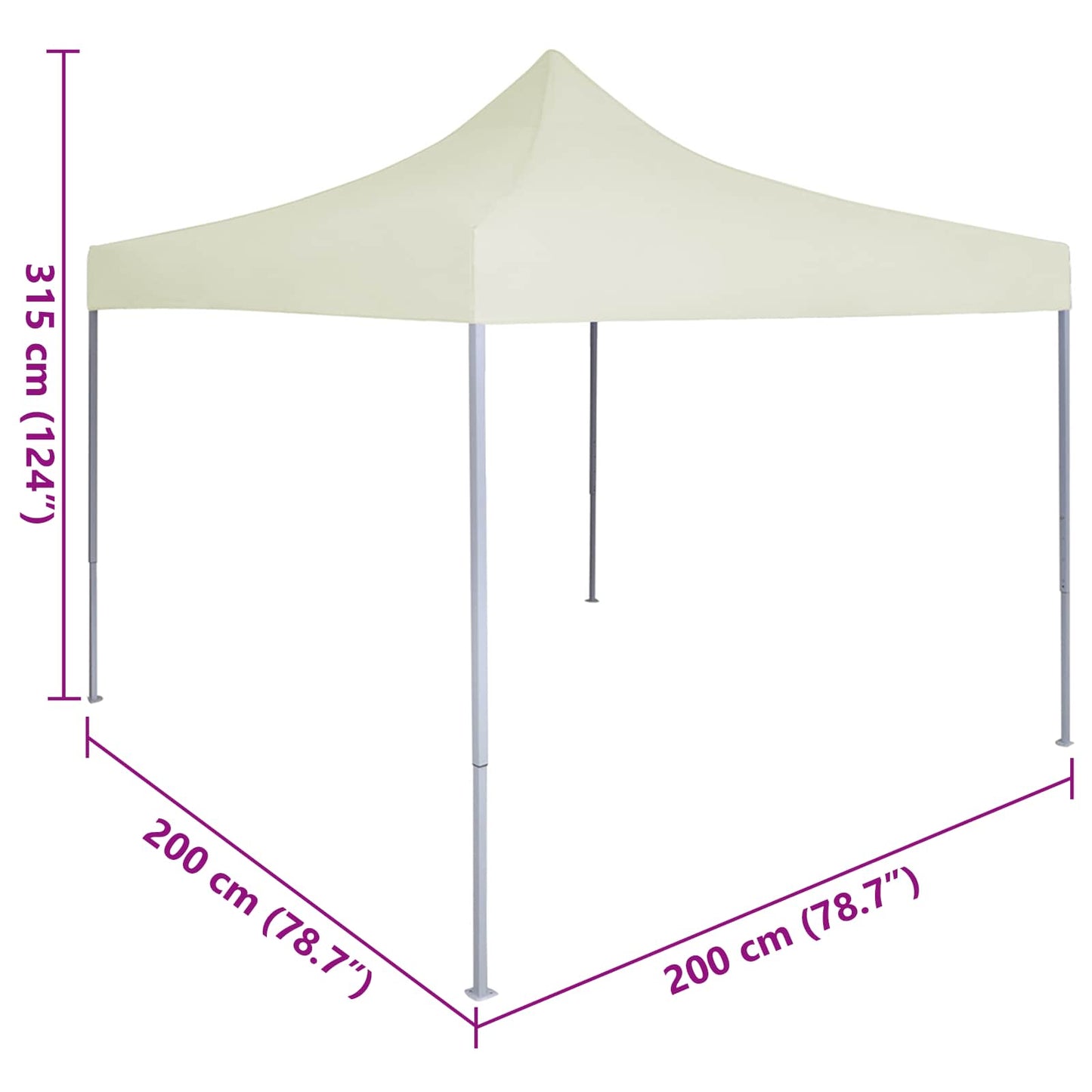 vidaXL Party Tent Folding Cream 200 x 200 x 315 cm Oxford Fabric