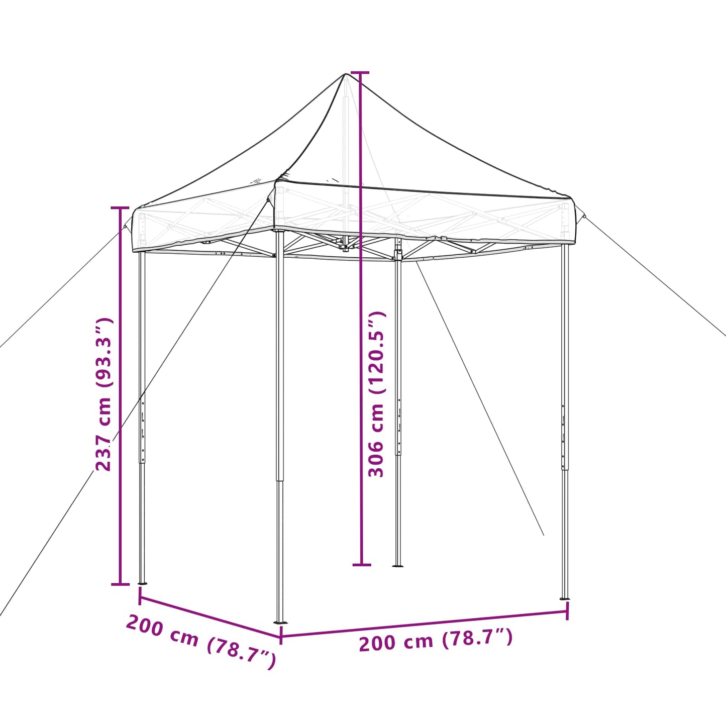 vidaXL Party Tent Folding Terracotta 200 x 200 x 306 cm Oxford Fabric