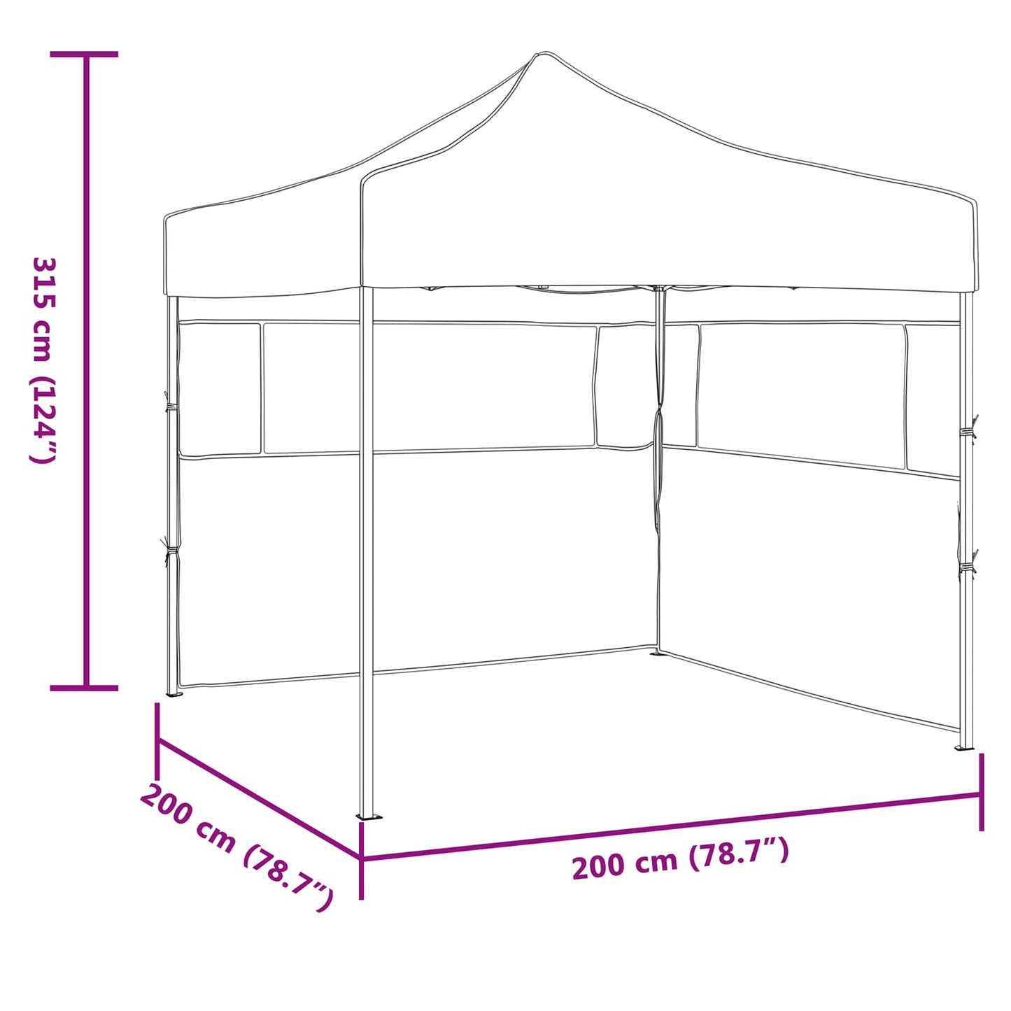 vidaXL Party Tent Folding Anthracite 200 x 200 x 315 cm Oxford Fabric
