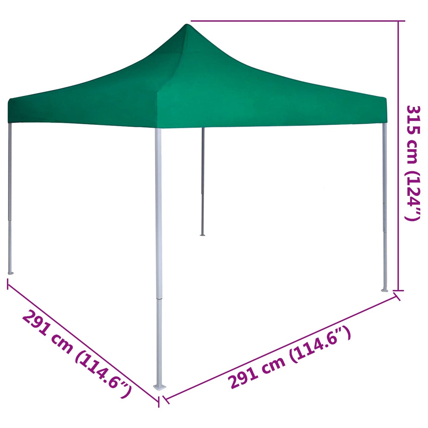 vidaXL Party Tent Folding Green 291 x 291 x 315 cm Oxford Fabric