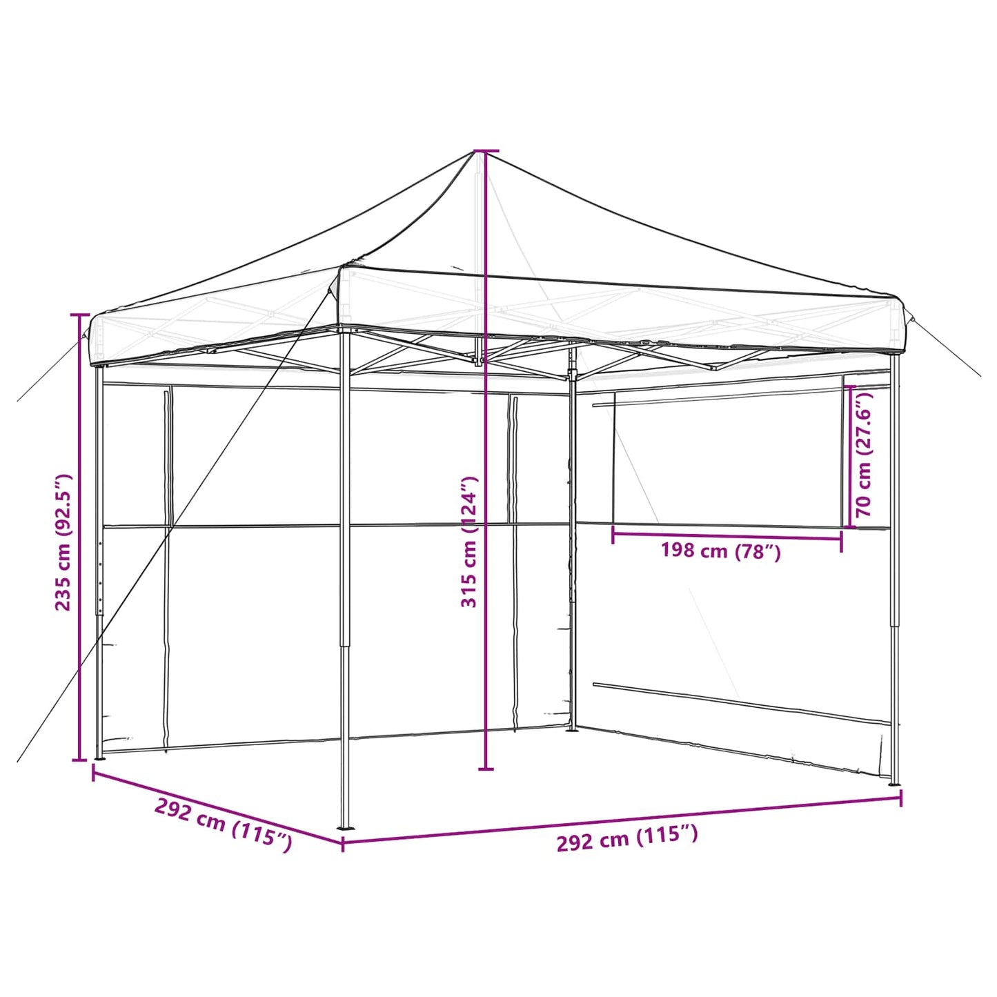 vidaXL Party Tent Folding Terracotta 292 x 292 x 315 cm Oxford Fabric
