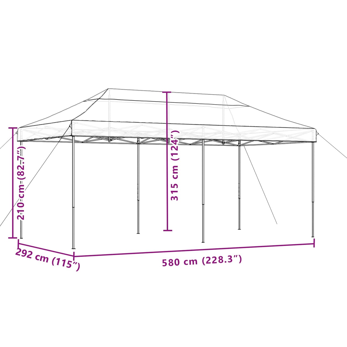 vidaXL Party Tent Folding Beige 292 x 580 x 315 cm Oxford Fabric