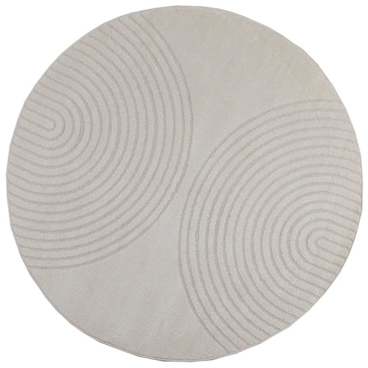 vidaXL Area Rugs Round GALATI Cream Ø 160 CM Polyester