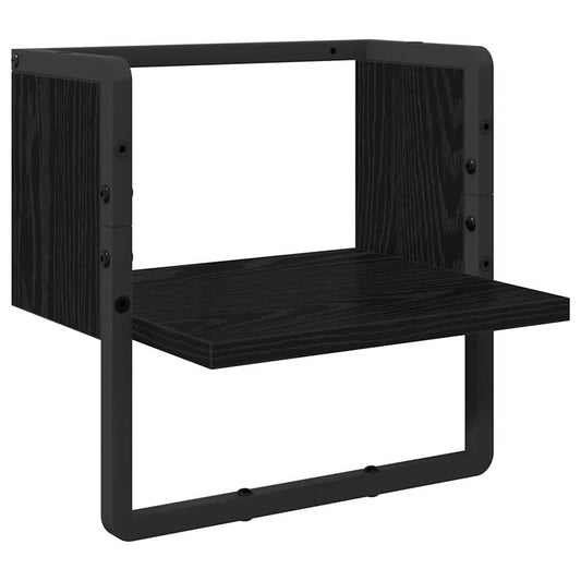 vidaXL Wall Shelf with Shelf Black Oak 30 x 25 x 30 cm Engineered Wood