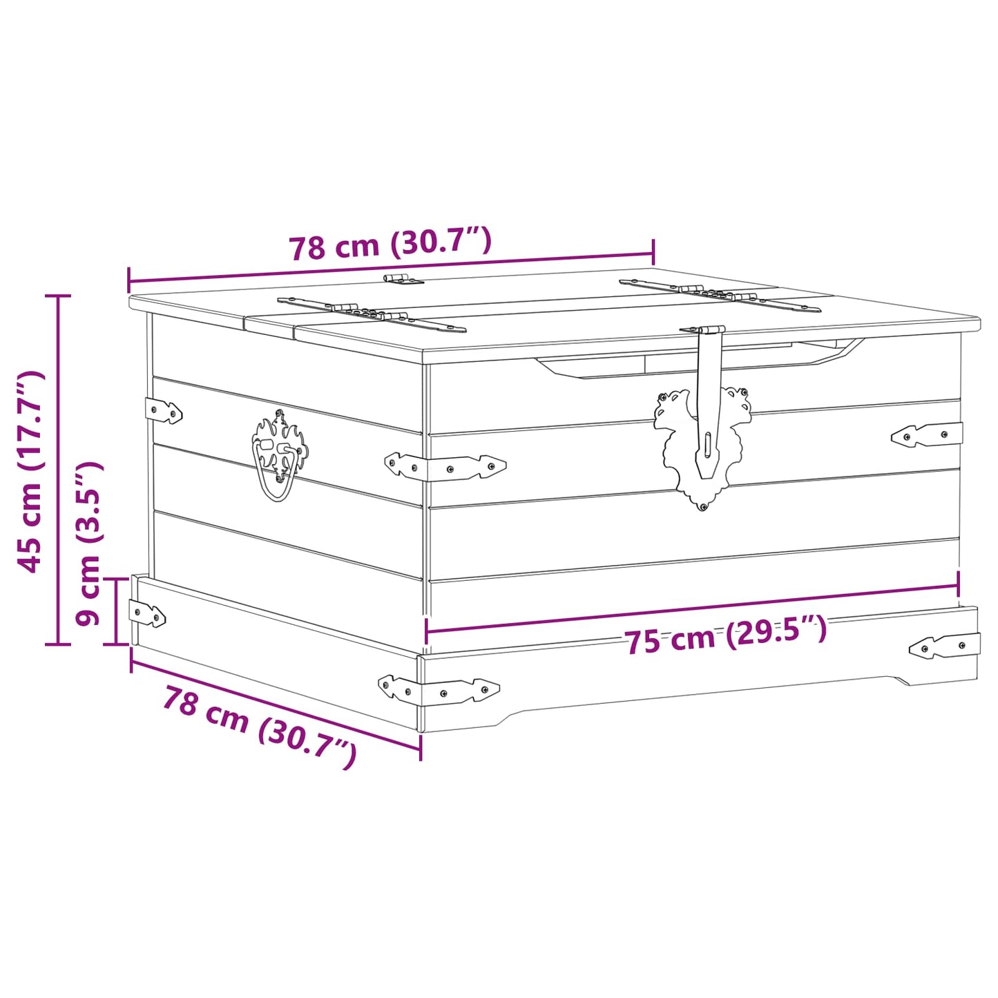 vidaXL Storage box with Shelf White 78 x 78 x 45 cm Solid Pine Wood