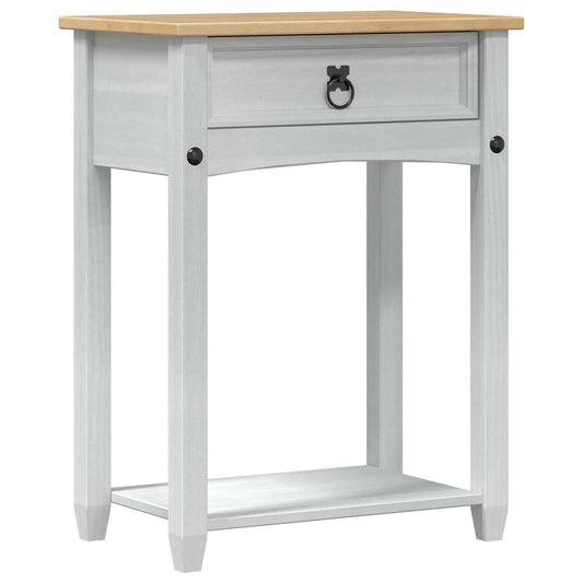 vidaXL Console table with Drawer White 55 x 35 x 73 cm Solid Pine Wood