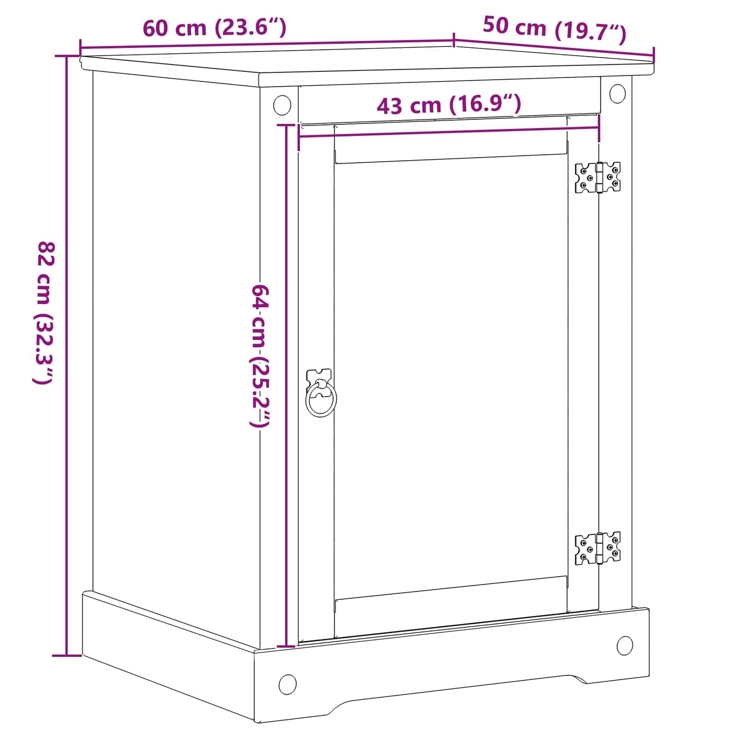 vidaXL HiFi cabinet White 60 x 50 x 82 cm Solid Pine Wood