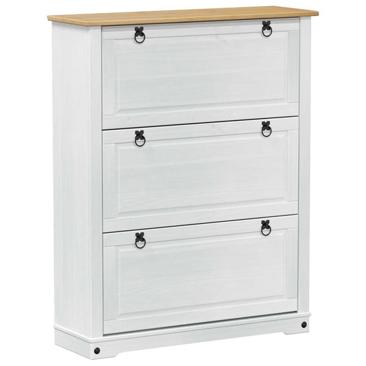 vidaXL Shoe Cabinet Corona White 99 x 32 x 122 cm Solid Pine Wood