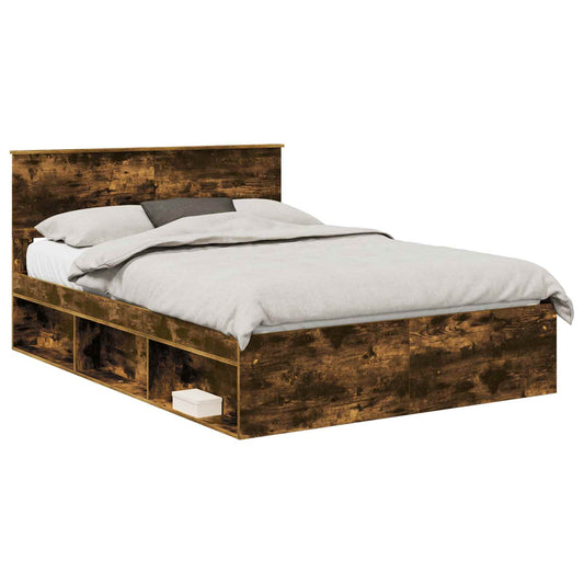 vidaXL Bed Frame Smoked Oak 150 x 200 cm Engineered wood