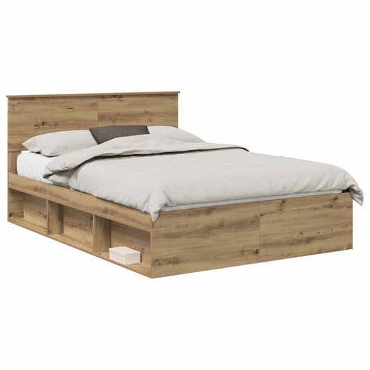 vidaXL Bed Frame Artisian Oak 140 x 190 cm Engineered wood