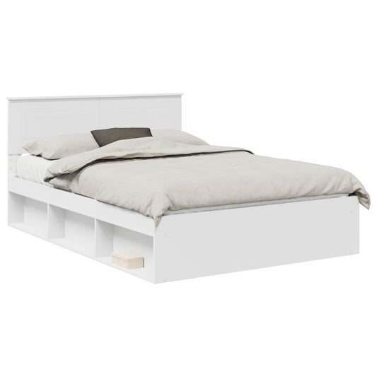 vidaXL Bed Frame with Headboard White 140 x 200 cm Engineered wood