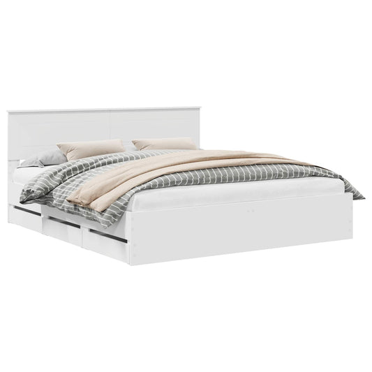 vidaXL Bed Frame with Drawer White 180 x 200 cm Engineer Wood