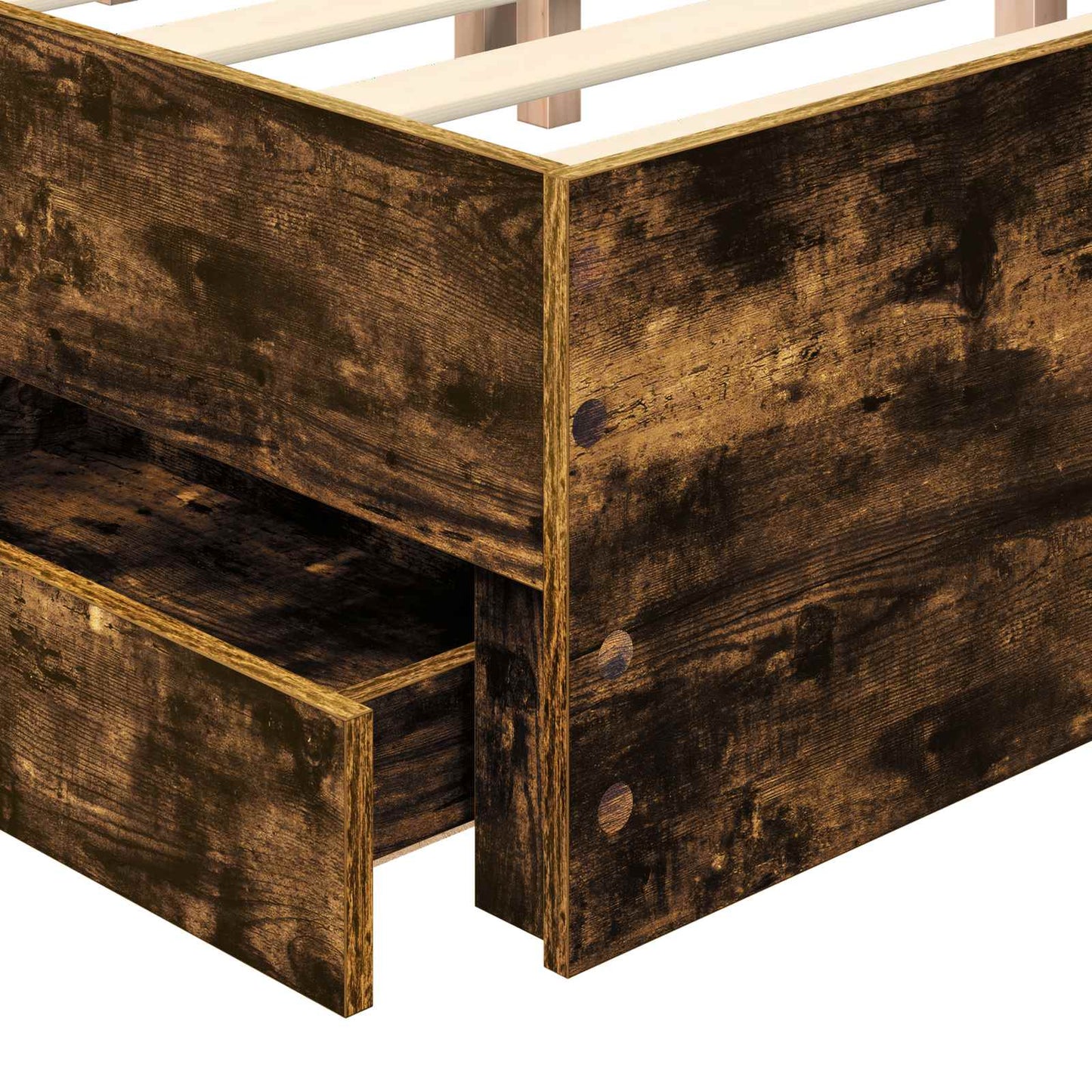 vidaXL Bed Frame with Drawer Smoked Oak 140 x 190 cm Engineer Wood