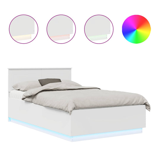 vidaXL Bed Frame with Headboard White 135 x 190 cm Engineered Wood