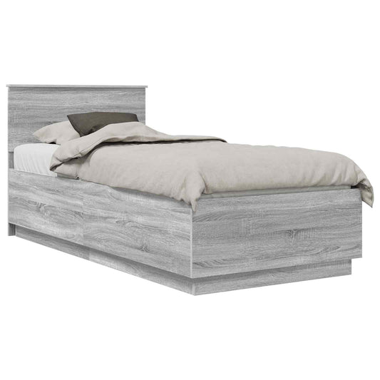 vidaXL Bed Frame Grey Sonoma 100 x 200 cm Engineered Wood