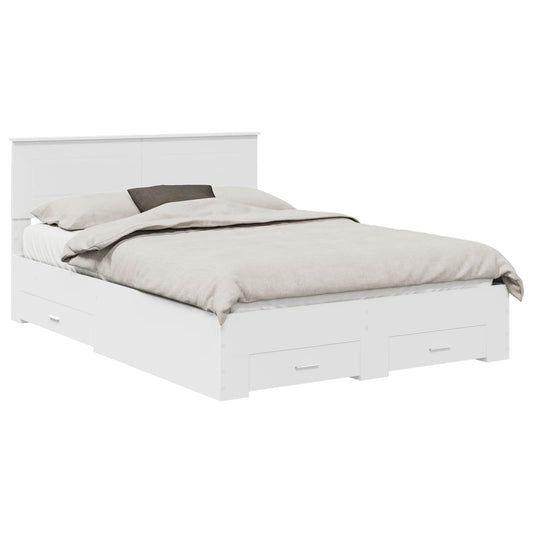 vidaXL Bed Frame with Headboard White 140 x 190 cm Engineered Wood