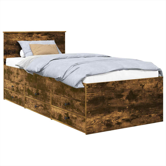 vidaXL Daybed Manual Smoked Oak and Black 75 x 190 cm Engineered Wood