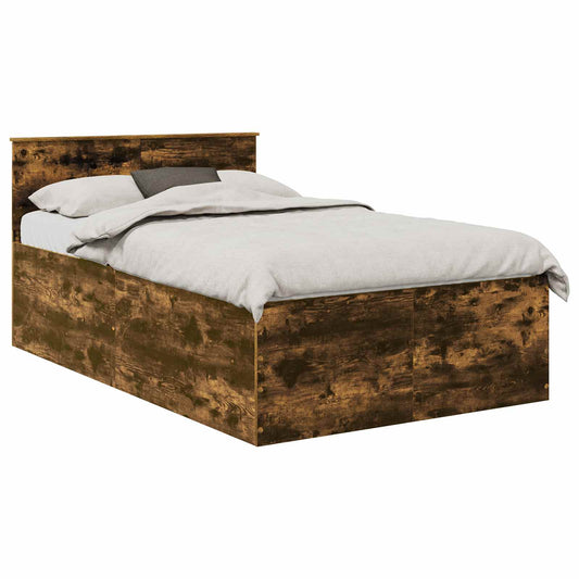 vidaXL Bed Frame Smoked Oak 120 x 190 cm Engineered Wood
