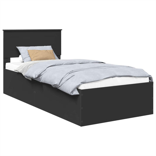 vidaXL Bed Frame with Headboard Black 90 x 190 cm Engineered Wood