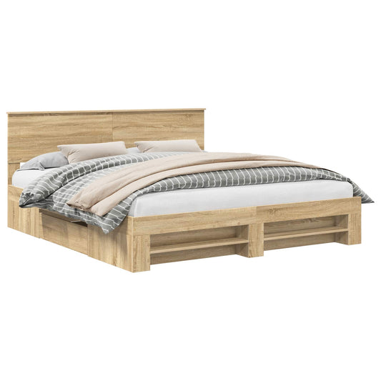 vidaXL Bed Frame Sonoma Oak 180 x 200 cm Engineered Wood