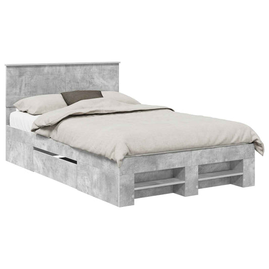 vidaXL Bed Frame Concrete Grey 120 x 200 cm Engineered Wood