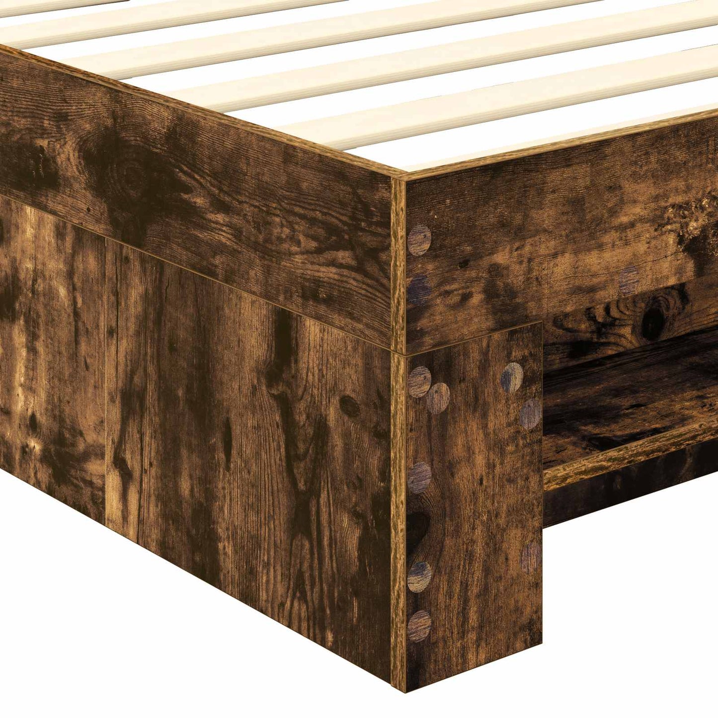vidaXL Bed Frame with Headboard Smoked Oak 100 x 200 m Engineered Wood