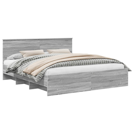 vidaXL Bed Frame Grey Sonoma 180 x 200 cm Engineered Wood