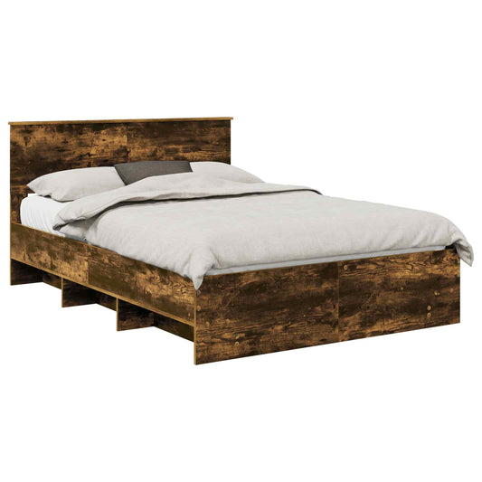 vidaXL Bed Frame Smoked Oak 160 x 200 cm Engineered Wood