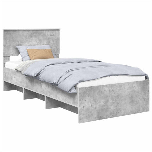 vidaXL Bed Frame Concrete Grey 120 x 123 cm Engineered Wood