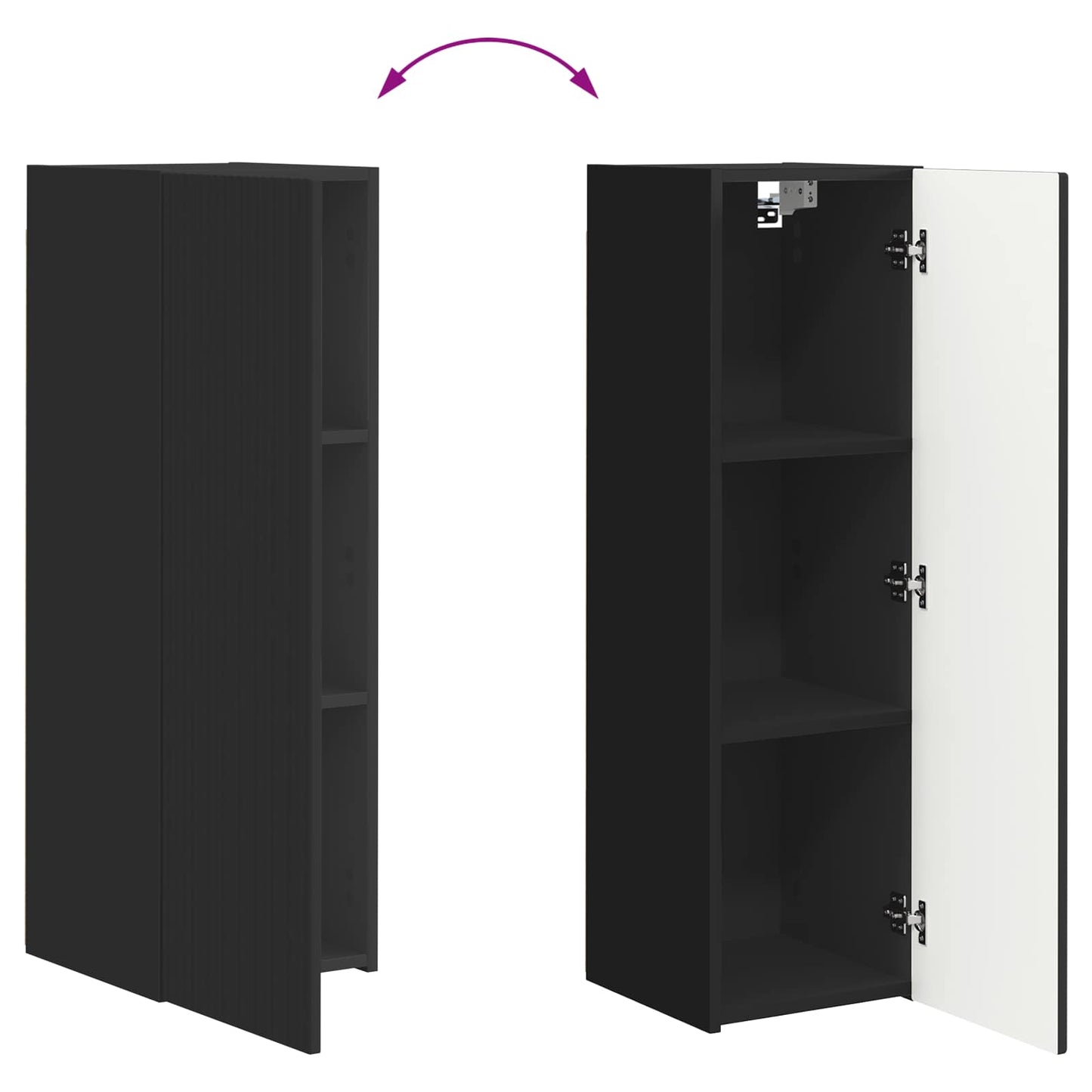 vidaXL TV Wall Cabinet Set 4 pcs Black Engineered Wood