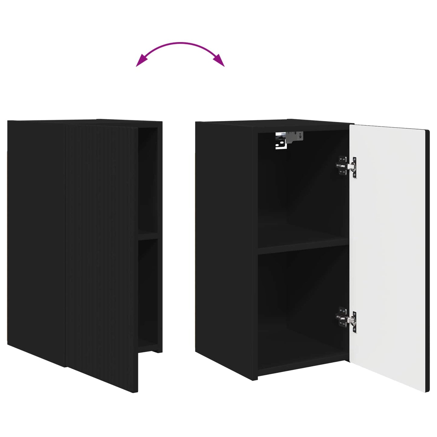 vidaXL TV Cabinet Set Wall-mounted 2 pcs Black Engineered Wood