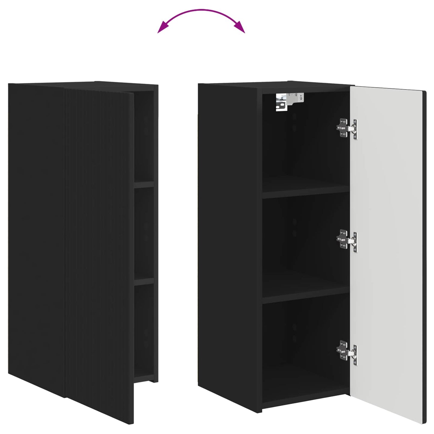 vidaXL TV Cabinet Set 2 pcs Black Engineered Wood