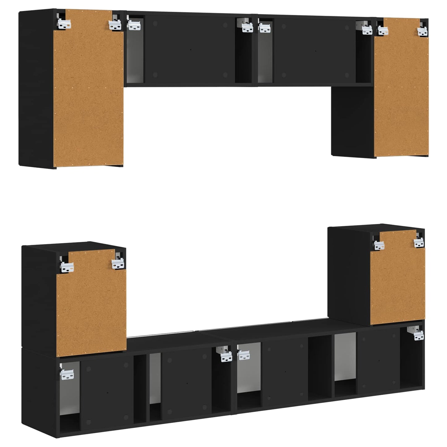 vidaXL TV Cabinet Set 5 pcs Black Engineered Wood