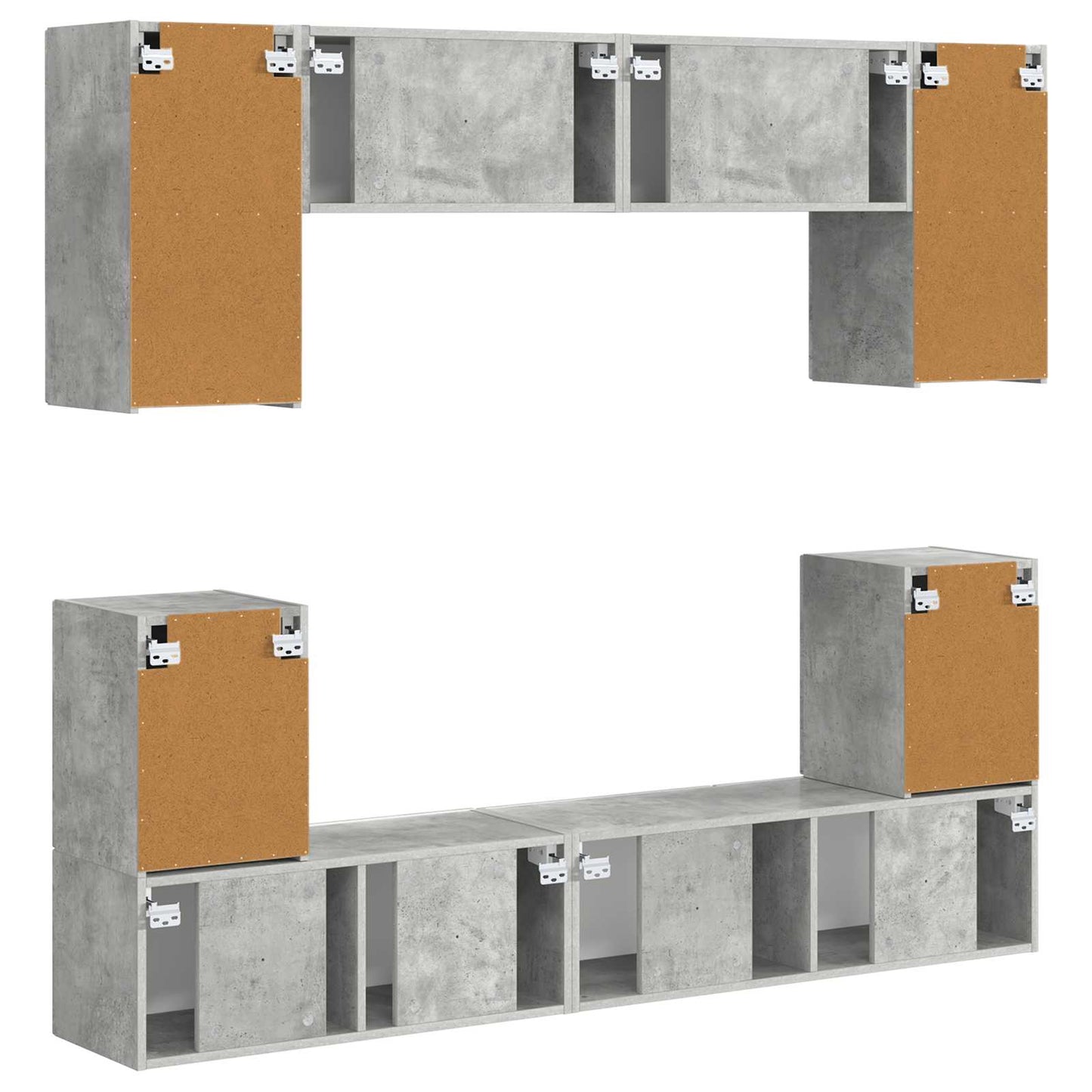 vidaXL TV Cabinet Set Wall-mounted 5 pcs Concrete Grey Engineered Wood