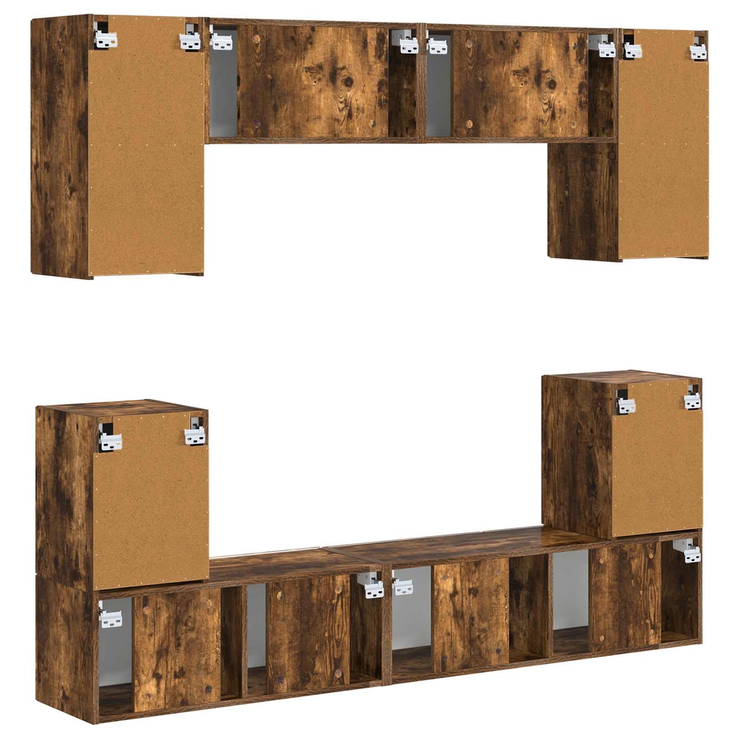 vidaXL TV Cabinet Set Wall-mounted 5 pcs Smoked Oak Engineered Wood