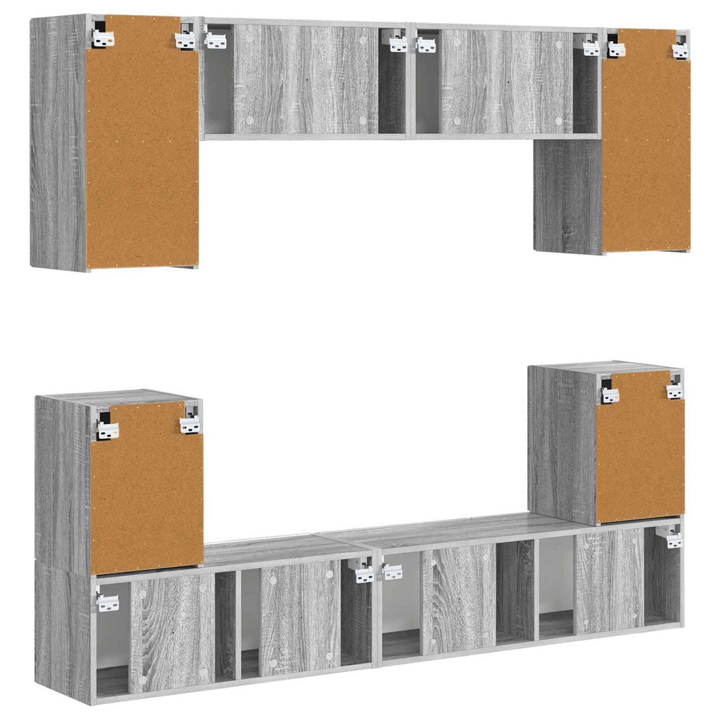 vidaXL TV Cabinet Set Wall-mounted 5 pcs Grey Sonoma Engineered Wood