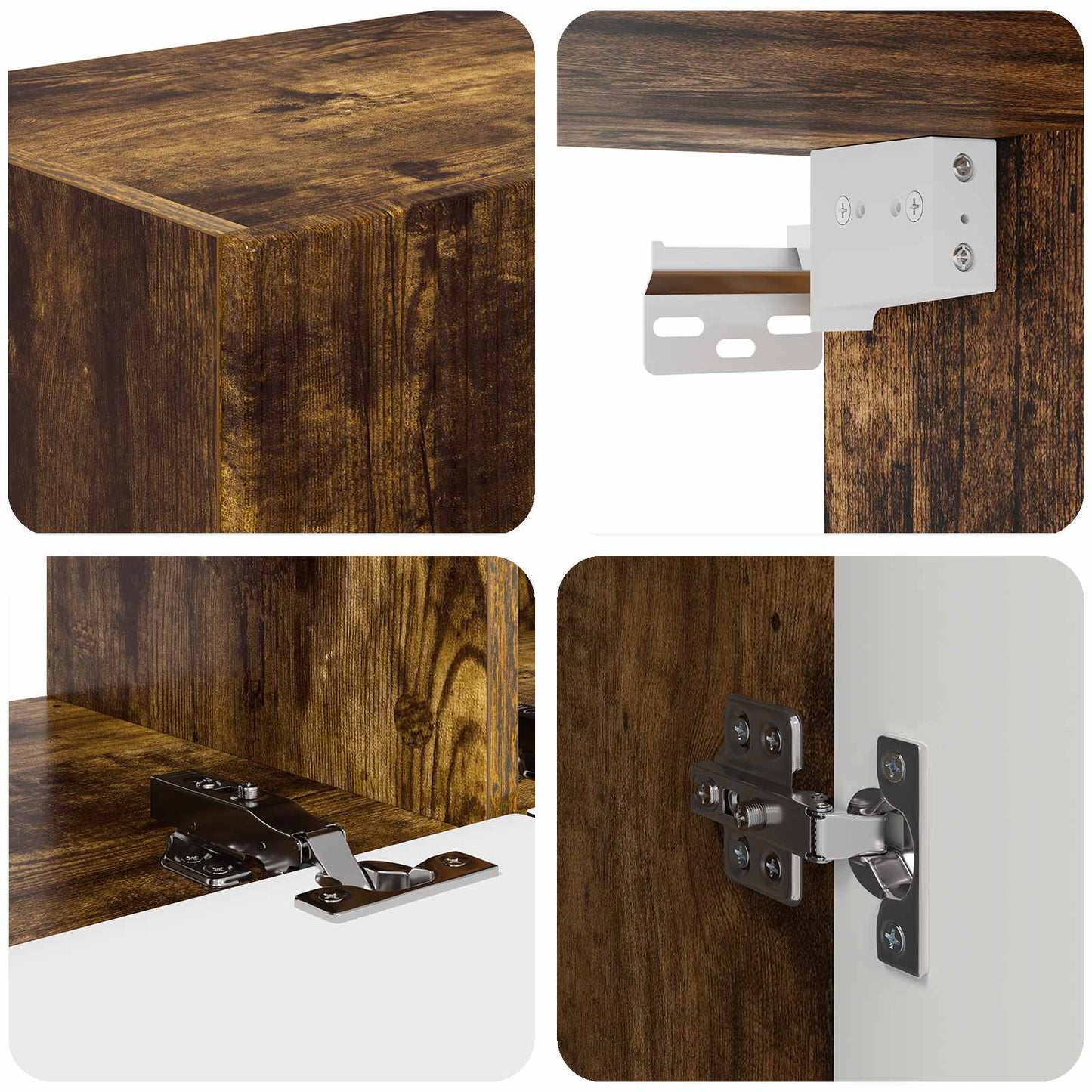 vidaXL TV Cabinet Set Wall-mounted 4 pcs Smoked Oak Engineered Wood