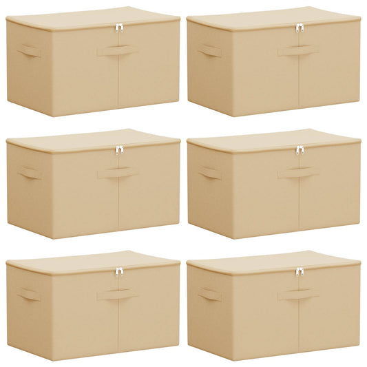 vidaXL Storage Box 6 pcs Cream 55 x 35 x 32 cm Non-woven fabric